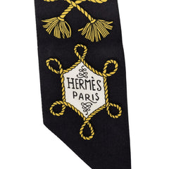 エルメス ツイリー Galons et Brandebourgs 飾緒とブランデンブルク飾り スカーフ ブラック ホワイト シルク レディース HERMES 【中古】