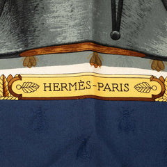 エルメス カレ90 ナポレオン NAPOLEON スカーフ ブルー レッド ホワイト シルク レディース HERMES 【中古】