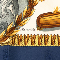 エルメス カレ90 ナポレオン NAPOLEON スカーフ ブルー レッド ホワイト シルク レディース HERMES 【中古】