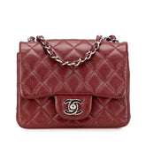 シャネル マトラッセ ココマーク 斜め掛け チェーン ショルダーバッグ レッド ボルドー キャビアスキン レディース CHANEL 【中古】