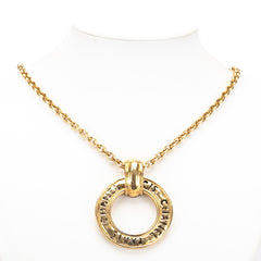 シャネル ロゴ ラウンド サークル ペンダントネックレス ゴールド メッキ レディース CHANEL 【中古】