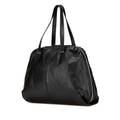 フェンディ ズッカ アンジップド ハンドバッグ トートバッグ 8BR623 ブラック レザー レディース FENDI 【中古】