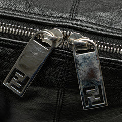 フェンディ ズッカ アンジップド ハンドバッグ トートバッグ 8BR623 ブラック レザー レディース FENDI 【中古】