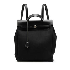 エルメス エールバッグ アドPM リュック バックパック ブラック トワルオフィシエ レザー レディース HERMES 【中古】