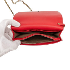 ボッテガヴェネタ イントレチャート チェーン ショルダーバッグ ウォレットバッグ レッド レザー レディース BOTTEGAVENETA 【中古】