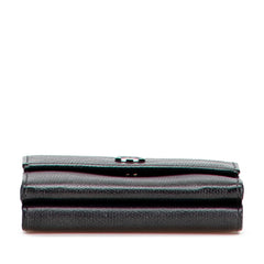 シャネル ココマーク 三つ折り財布 ブラック レザー レディース CHANEL 【中古】