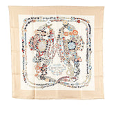 エルメス カレ90 BRIDES de GALA en fleurs ブリッド ドゥ ガラ アン フルール スカーフ ベージュ マルチカラー シルク レディース HERMES 【中古】