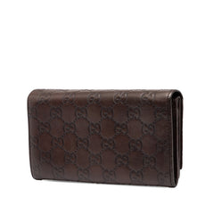グッチ グッチシマ Wフラップ 長財布 131888 ブラウン レザー レディース GUCCI 中古