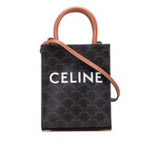 セリーヌ トリオンフ バーティカルカバ ミニ トートバッグ ショルダーバッグ 2WAY ブラック ブラウン PVC レザー レディース CELINE 【中古】