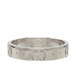 グッチ アイコンリング 指輪 #10 K18WG ホワイトゴールド レディース GUCCI 中古