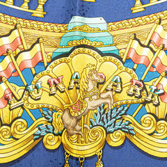 エルメス カレ90 LUNA PARK 遊園地 スカーフ ブルー ゴールド マルチカラー シルク レディース HERMES 【中古】