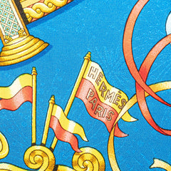 エルメス カレ90 LUNA PARK 遊園地 スカーフ ブルー ゴールド マルチカラー シルク レディース HERMES 【中古】