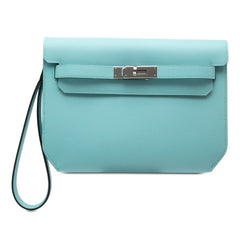 エルメス ケリーデペッシュ25 クラッチバッグ ライトブルー系 シルバー金具 ヴォーエプソン レディース HERMES 【中古】