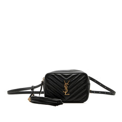 サンローラン ルー タッセル 斜め掛け ショルダーバッグ ポシェット 534817 ブラック レザー レディース SAINT LAURENT 中古
