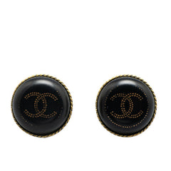 シャネル ココマーク イヤリング ブラック ゴールド メッキ プラスチック レディース CHANEL 【中古】