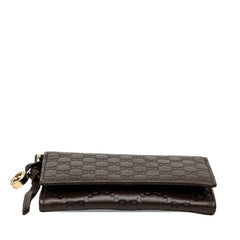 グッチ マイクログッチシマ カードケース 名刺入れ 323401 ブラウン レザー レディース GUCCI 【中古】