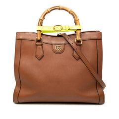 グッチ バンブー ダイアナ ミディアム トートバッグ ショルダーバッグ 2WAY 655658 ブラウン レザー レディース GUCCI 中古