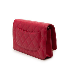 シャネル 2.55 ココマーク マトラッセ チェーンウォレット ショルダーバッグ レッド キャビアスキン レディース CHANEL 【中古】