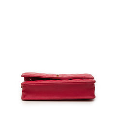 シャネル 2.55 ココマーク マトラッセ チェーンウォレット ショルダーバッグ レッド キャビアスキン レディース CHANEL 【中古】