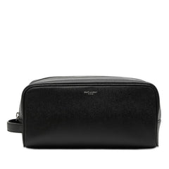 サンローラン ロゴ セカンドバッグ トラベルポーチ 609347 1GF0N ブラック レザー レディース SAINT LAURENT 【中古】