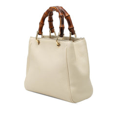 グッチ バンブー ミニショッパー ハンドバッグ ショルダーバッグ 2WAY 368823 ホワイト レザー レディース GUCCI 【中古】