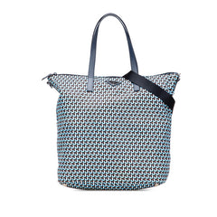 プラダ 総柄 三角ロゴプレート トートバッグ ショルダーバッグ 2WAY 1BG696 ネイビー ブルー ブラウン ナイロン レザー レディース PRADA 【中古】