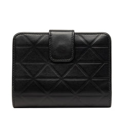 プラダ トライアングルロゴ 二つ折り財布 コンパクトウォレット ブラック ソフトカーフレザー レディース PRADA 【中古】