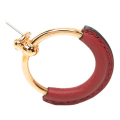 エルメス ループグランPM ピアス ワインレッド ゴールド ヴォースイフト メッキ レディース HERMES 【中古】