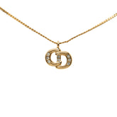 ディオール CDロゴ ネックレス ゴールド メッキ ラインストーン レディース Dior 【中古】