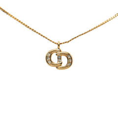 ディオール CDロゴ ネックレス ゴールド メッキ ラインストーン レディース Dior 【中古】