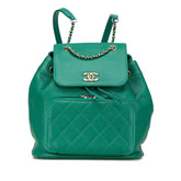シャネル マトラッセ ココマーク リュック バックパック グリーン キャビアスキン レディース CHANEL 中古