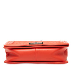 シャネル Vステッチ ココマーク ボーイシャネル チェーン ショルダーバッグ オレンジ ラムスキン レディース CHANEL 【中古】