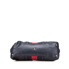 グッチ シェリーライン バンブー ハンドバッグ ショルダーバッグ 2WAY 309621 ネイビー レザー スウェット レディース GUCCI 【中古】
