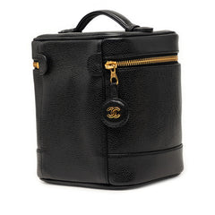 シャネル ココマーク バニティバッグ ハンドバッグ A01998 ブラック キャビアスキン レディース CHANEL 【中古】