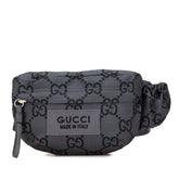 グッチ GGナイロン ウエストバッグ ボディバッグ 767934 グレー レザー エコナイロン メンズ GUCCI 【中古】