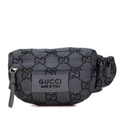 グッチ GGナイロン ウエストバッグ ボディバッグ 767934 グレー レザー エコナイロン メンズ GUCCI 【中古】