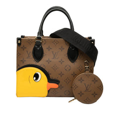 ルイ ヴィトン モノグラム リバース × Sun Yitian オンザゴーPM アヒル スモール ハンドバッグ ショルダーバッグ 2WAY M47199 ブラウン ブラック PVC レザー レディース LOUIS VUITTON 【中古】