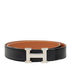 エルメス コンスタンス Hベルト サイズ100 □H刻印 2004年 ブラック ブラウン シルバー ボックスカーフ トゴ メンズ HERMES 中古