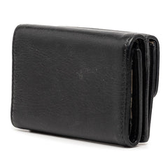シャネル ラッキーフラワー ココマーク 三つ折り財布 ブラック レザー レディース CHANEL 【中古】