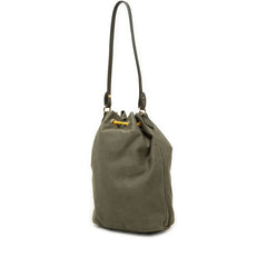 ミュウミュウ ショルダーバッグ ハンドバッグ カーキグリーン イエロー キャンバス レザー レディース MIUMIU 中古