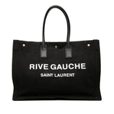 サンローラン リヴ ゴーシュ トートバッグ ハンドバッグ 509415 ブラック キャンバス レザー レディース SAINT LAURENT 【中古】