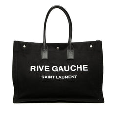 サンローラン リヴ ゴーシュ トートバッグ ハンドバッグ 509415 ブラック キャンバス レザー レディース SAINT LAURENT 【中古】