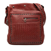ボッテガヴェネタ イントレチャート ショルダーバッグ レッド レザー レディース BOTTEGAVENETA 中古