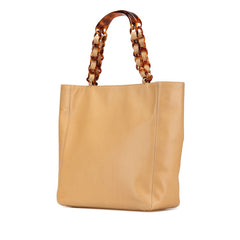 シャネル ココマーク チェーン トートバッグ ショルダーバッグ ベージュ キャビアスキン プラスチック レディース CHANEL 【中古】