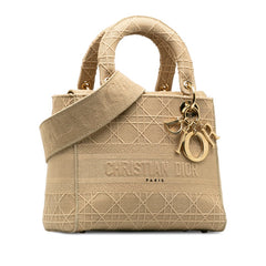ディオール カナージュ レディディオール ディーライト Leady D-Lite ハンドバッグ ショルダーバッグ 2WAY ベージュ キャンバス レディース Dior 【中古】