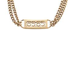 シャネル ココマーク COCO ラインストーン ネックレス ダブルチェーン ゴールド ピンク メッキ レディース CHANEL 【中古】