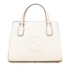 グッチ ソーホー インターロッキングG ハンドバッグ 607722 ホワイト アイボリー レザー レディース GUCCI 【中古】