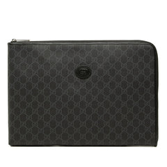 グッチ GGスプリーム セカンドバッグ クラッチバッグ 792117 ブラック PVC レザー メンズ GUCCI 中古