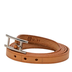 エルメス アピ3 ロング ブレスレット 4連 ブラウン レザー レディース HERMES 【中古】