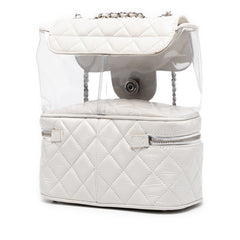 シャネル マトラッセ ココマーク チェーン ショルダーバッグ ハンドバッグ ホワイト クリア レザー ビニール レディース CHANEL 【中古】